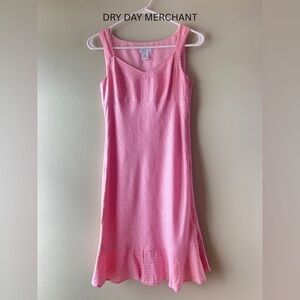 LOFT Pink Striped Linen Blend Summer Dress NWOT Size OP